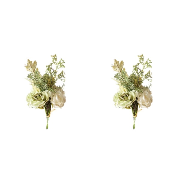 Ramo falso Injueey decorativo portátil Blanco verde 2Conjunto