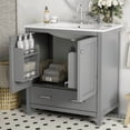 thumbnail image 3 of Bellemave 30" Bathroom Vanity with Single Sink, Wood Combo Cabinet Undermount Sink, Bathroom Storage Cabinet with 2 Doors and a Drawer, Soft Closing, Multifunctional Storage (Gray), 3 of 10
