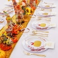 thumbnail image 5 of 175PCS Thanksgiving Plastic Plates - Thanksgiving Disposable Dinnerware Set - Fall Pumpkin Plates for 25 Guests Include 50 Gold Plates, 75Silverware, 25Cups, 25Napkins for Friendsgiving Party, 5 of 9