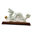 thumbnail image 4 of Figura de dragón chino Estatua de dragón chino Adorno Escultura Dragón de mesa Base de madera de celadón, 4 of 9