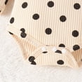 thumbnail image 6 of XUELUO Baby Girls Outfit Sets Summer Dots Print Crew Neck Long Sleeve Ribbed Rompers Bodysuitand Solid Color Pants Headbands Three Piece Outwear,Beige,12-18 Months, 6 of 7