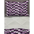 thumbnail image 3 of Chevron Comforter & Sham Bedding Set, Zig Zag Arrows Geometric Symmetric Pattern Retro Old Design, 3 pcs Duvet Set Microfiber Filling Quilt, 5 Sizes, Purple White Black, by Ambesonne, 3 of 4