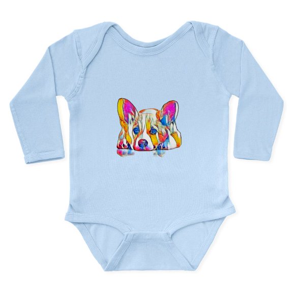 CafePress - Colorful Corgi Puppy Body Suit - Long Sleeve Cotton Baby Bodysuit