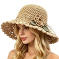 thumbnail image 2 of Womens Straw Hat, Upgraded Foldable Sun Hat for Women, BeachSun Straw Hats for Vacation Travel Khaki One Size, 2 of 6