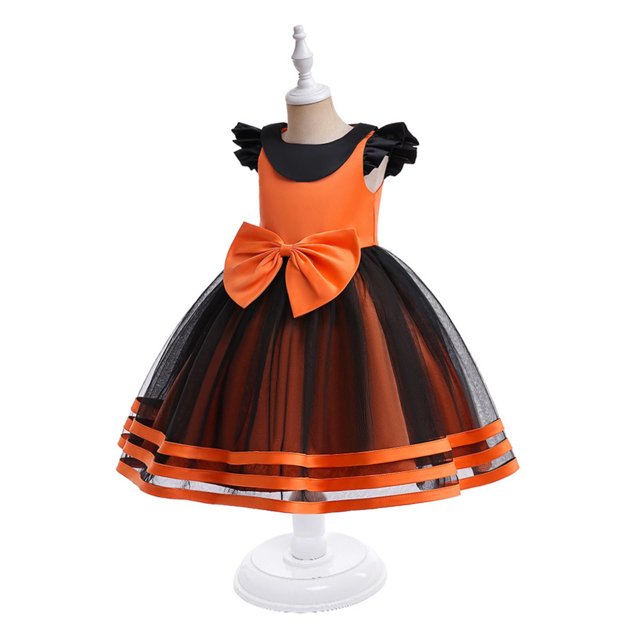 LOVZFMLL Robe Formelle pour Enfant d'Âge Moyen Manches Courtes Col Rond Robe en Maille Robe de Gâteau Robe de Jeu de Rôle Halloween Robe de Princesse pour Fête d'Anniversaire Mariage