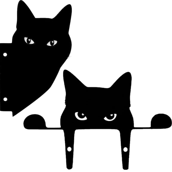 2 Pieces Cat Statue Art Decor Garden, Black Cat Silhouette Décor Animals Shape Yard Decoration Art Decoration for Yard Lawn,(Cat)