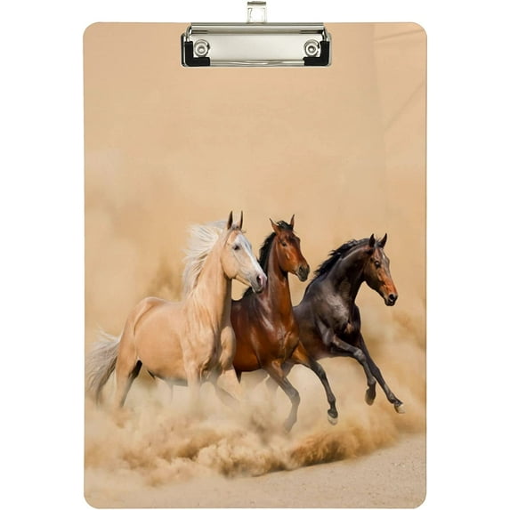 FMSHPON Running Horse Clipboard Hardboard Wood Nursing Clip Board and Pull for Standard A4 Letter 13x9 inches