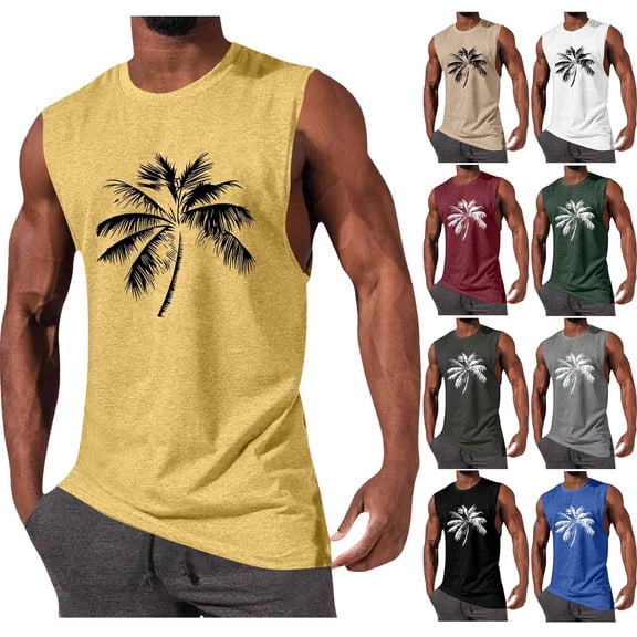 Guluxicc Hawaiian Tank Tops for Men Sleeveless Summer Casual Beach Shirts