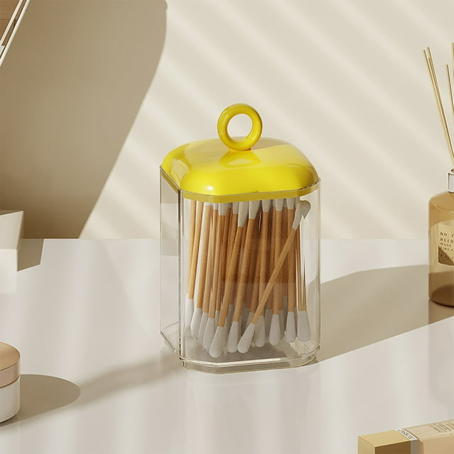 Xihbxyly Organizador Transparente, Caja Redonda de Plástico, Porta Hisopos Hermético, Almacenamiento Versátil para Herramientas de Maquillaje, Tocador de Baño para Viajes, Ideal para Salones de Uñas