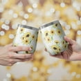 thumbnail image 2 of 12oz Stemless Wine Tumblers White Sunflower Vacuum Insulated Stainless Steel Travel Tumbler Cups Mug with Lid and Straw for Champaign,Cocktail,Beer with Cleaning Brush, 2 of 5