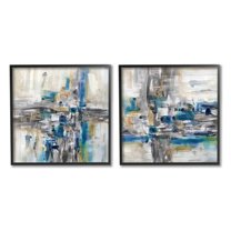 Abstract Collage Chaotic Brush Strokes Abstract Painting Black Framed Art Print Wall Art, Set of 2