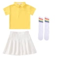 thumbnail image 4 of Odeerbi Niñas 3 Piezas Preppy Vestido Tenis Camisa de Golf y Falda Plisada Con Set de Uniforme de La Escuela de Las Medias, 4 of 9