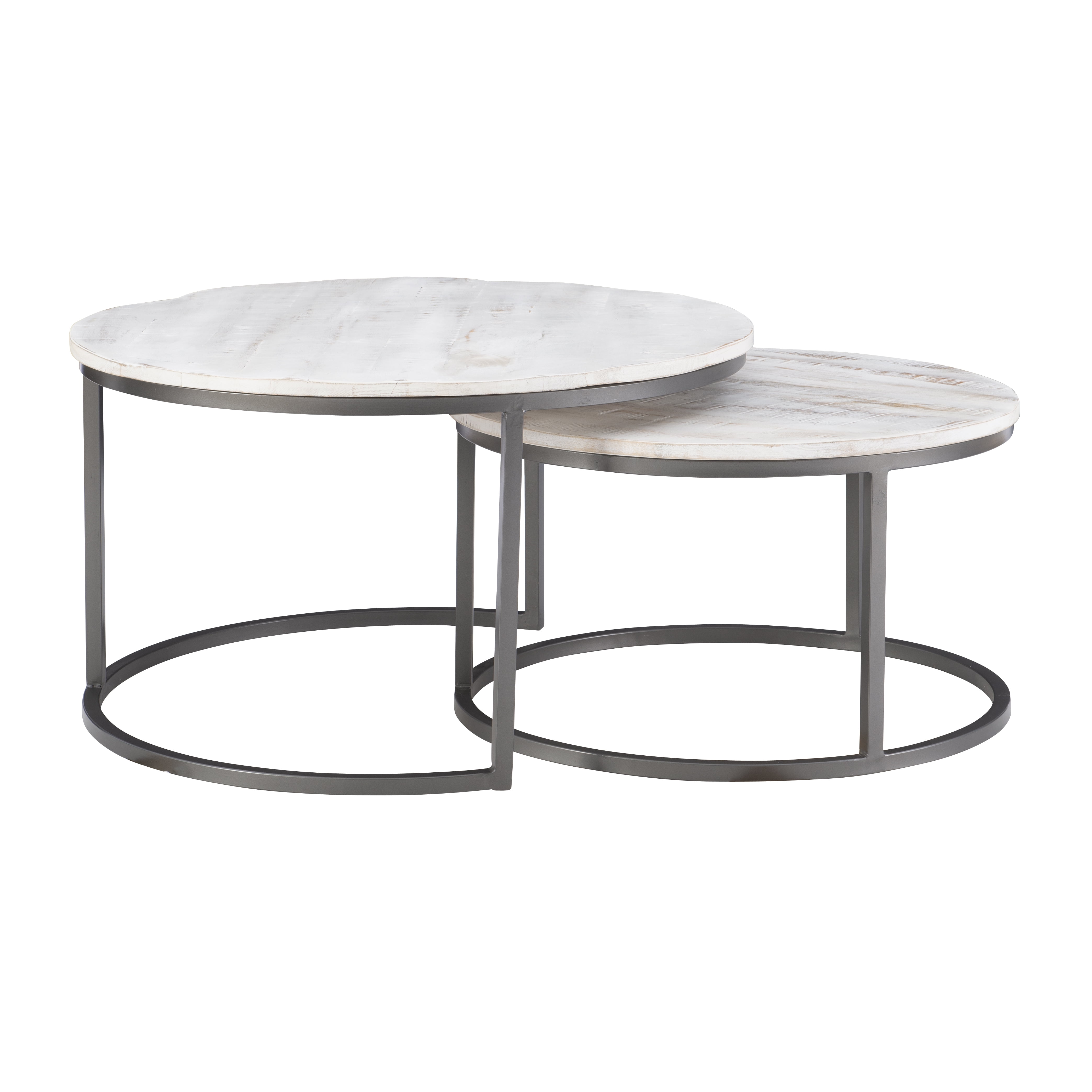 Darden Bohemian Nesting Coffee Tables, Set of 2, Dark Gray Base with White Wood Top