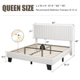 thumbnail image 2 of Virans Queen Size Bed Frame,Upholstered Linen Platform Bed frame with Fabric Headboard,Solid Wood Slats Support,Noise Free,No Box Spring,Easy Assembly,White, 2 of 9