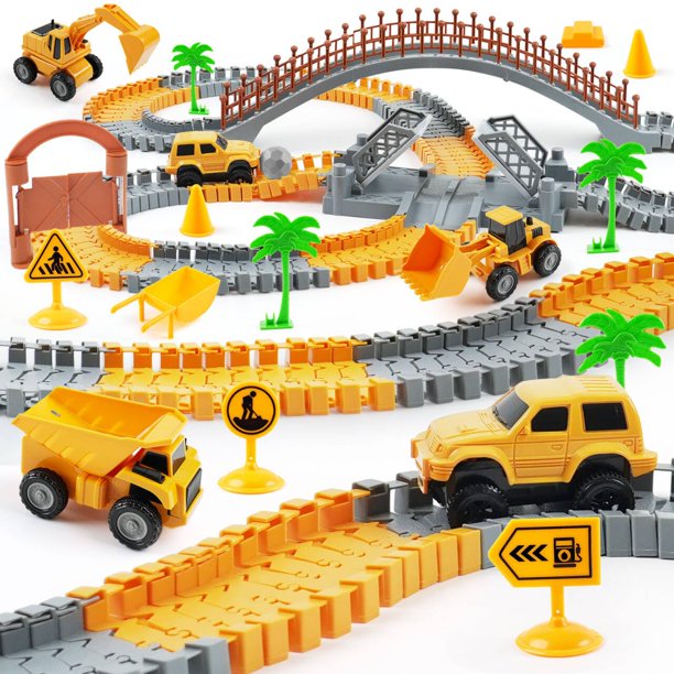 Set de pista de carreras de construcción TGJH con 2 coches eléctricos