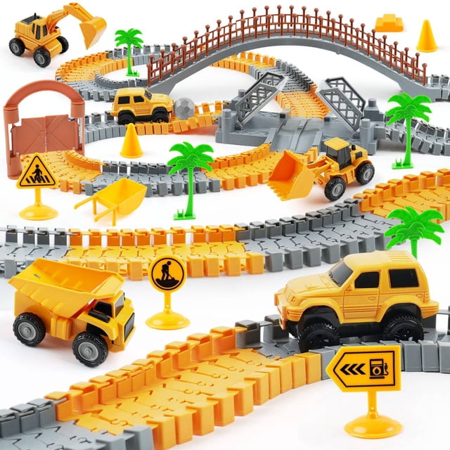 Set de pista de carreras de construcción TGJH con 2 coches eléctricos