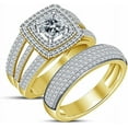 thumbnail image 2 of NYS Jewellrs 3.50 Ct Cushion Cut White Diamond Engagement Wedding Thanksgiving Christmas Trio Ring Set 14K Yellow Gold Plated 925 Sterling Silver For Unisex -9.5, 2 of 3