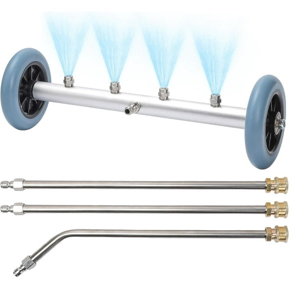 16 Inch Undercarriage Pressure Washer Cleaner, 4000 PSI Under Car Washer Attachment with 3 Extension Wands