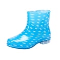 thumbnail image 2 of Women's Waterproof Rain Boots, Polka Dot Print Garden Shoes, Short Mud Boots for Wet Weather Commuting, Slip Resistant Low Heel Footwear for Dog Walking Outdoor Rainy Days, Blue 5, 2 of 4