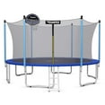 thumbnail image 1 of Giantex Trampoline de 15 Pi 14 Pi avec Panier de Basketball, Trampoline Rond avec Filet de Protection et Échelle, Coussin de Sécurité, Trampoline de Basketball pour Sauter dans la Cour pour Enfants et Adultes Activités Extérieures (14 Pi), 1 of 8
