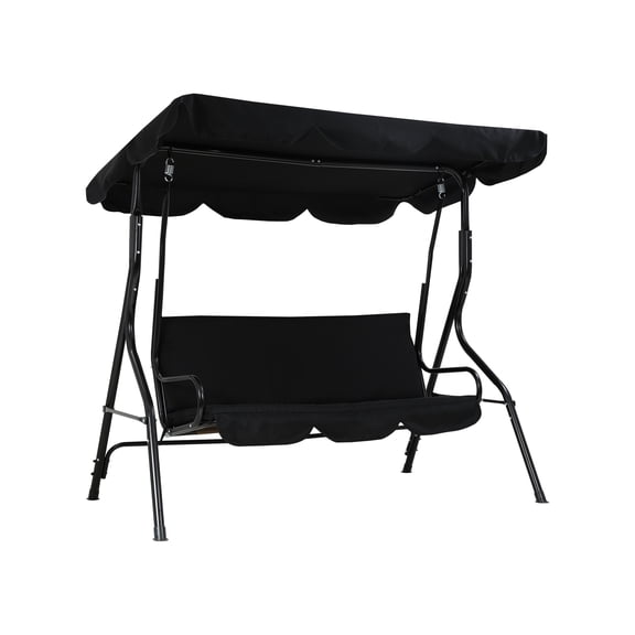 YRLLENSDAN Alloy Steel Porch Swing with Canopy, Black
