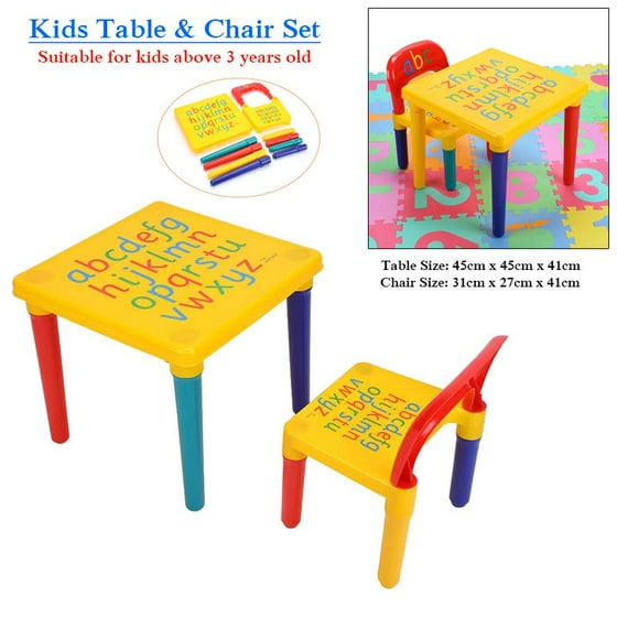 Table Chairs Set Plastic Diy Kids Set Colorful Alphabet Table Chair Toddler Activity Play Fun Child Toy