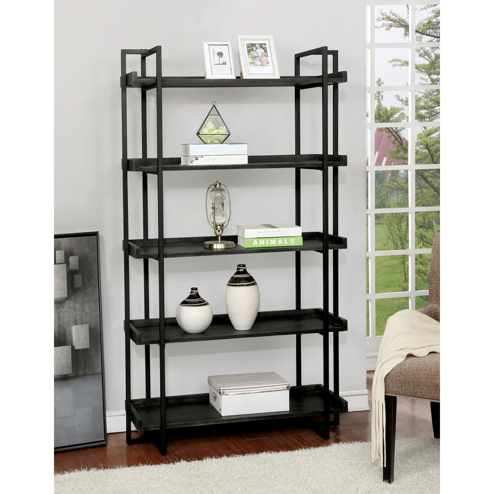 Gilroy 72" H x 40.5" W Metal Etagere Bookcase, Shelf Weight Capacity