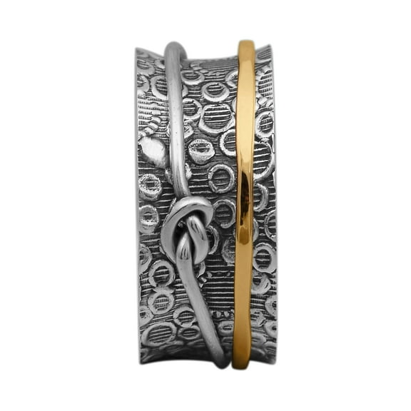 Love Knot Texture Design Meditation Anxiety 925 Silver Spinner Unisex Band
