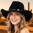 thumbnail image 2 of QWERTY Western Cowboy Hat with Curved Brim Ethnic Style Fedora for Outdoor Travel, 2 of 5
