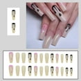 thumbnail image 2 of 24 Pcs Halloween Press on Nails Coffin Nude Pink Fake Nails Long Cute Terror Face Design Glossy Full Cover False Nails for Women and Girls Acrylic Nail DIY Halloween Decoration Style 17 0.04 Fl Oz, 2 of 4
