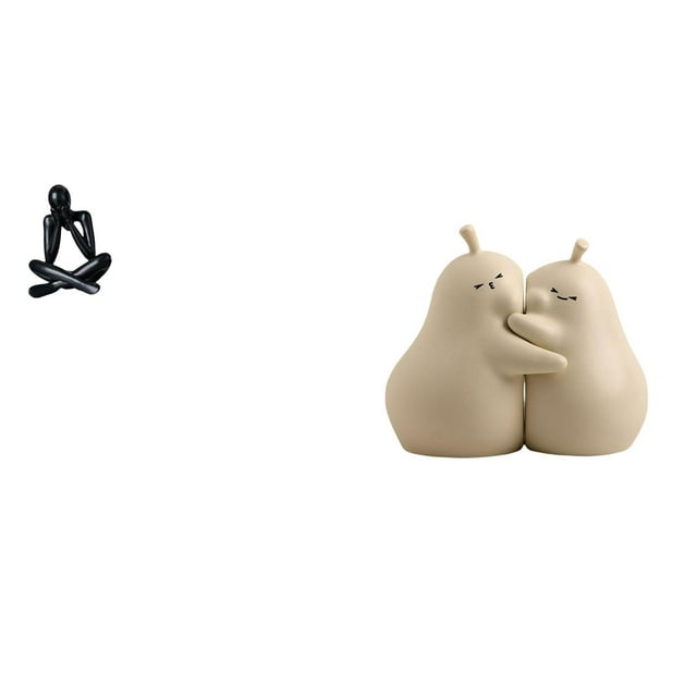 Escultura abstracta de pera abrazando, sujetalibros de cerámica, figura decorativa, adorno de escritorio coleccionable, estatua moderna, mano de obra
