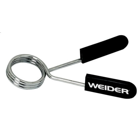 Weider 2-Inch Olympic-Sized Spring Collar Clips with Rubber-Dipped Handles - Pair