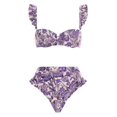 thumbnail image 3 of CAICJ98 Maillot de Bain Femmes 2 Pièces Licol Haut et Mini Jupe Maillots de Bain Set Violet, M, 3 of 4