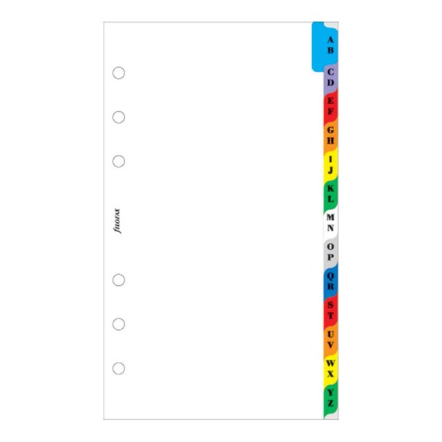 FILOFAX A-Z Índice de colores de 2 letras para organizadores compactos personales y personales (B131608)