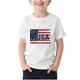 thumbnail image 2 of Unisex Kids USA Flag T-Shirt, Boys Girls Soft Short Sleeve Graphic Tee for 3-4T Toddler, 95% Polyester 5% Spandex Casual White Top, 2 of 5