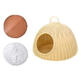 thumbnail image 4 of Pet Bed with Removable Cushion Cat House Imitation Rattan Cat Bed Cave for Small Beige with 2 Mat, 4 of 9