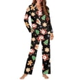 thumbnail image 2 of Garronmavis Christmas Santa Claus Women's Long Sleeve PJ Set Button Down Moisture Wicking Sleepwear Loose Fit Night Shirt & Elastic Waist Pajama Pants 2-Piece, 2 of 7