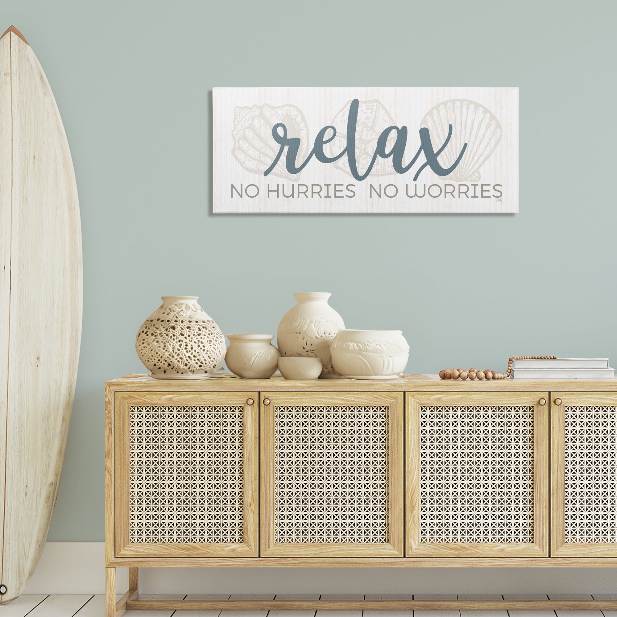 Stupell Industries No Hurries or Worries Text & Numbers Painting Wrapped Canvas Art Print Wall Art, 48 x 20