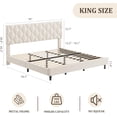 thumbnail image 2 of Bed Frame King Size with Adjustable Headboard, Upholstered Platform Bed with Sturdy Wood Slats Support, No Box Spring Needed, Easy Assembly, Beige, 2 of 6