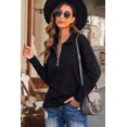 thumbnail image 2 of ABPHQTO Sudadera de mujer negra con cremallera y cuello de manga larga, 2 of 5