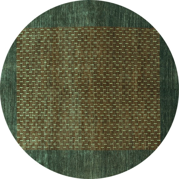 Ahgly Company Indoor Round Abstract Turquoise Blue Contemporary Area Rugs, 8' Round