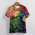 thumbnail image 4 of Pavos Reales Y Flores T-Shirt O Neck Oversize T-Shirts Short Sleeve Classic Tees Women Summer Graphic Tops, 4 of 5