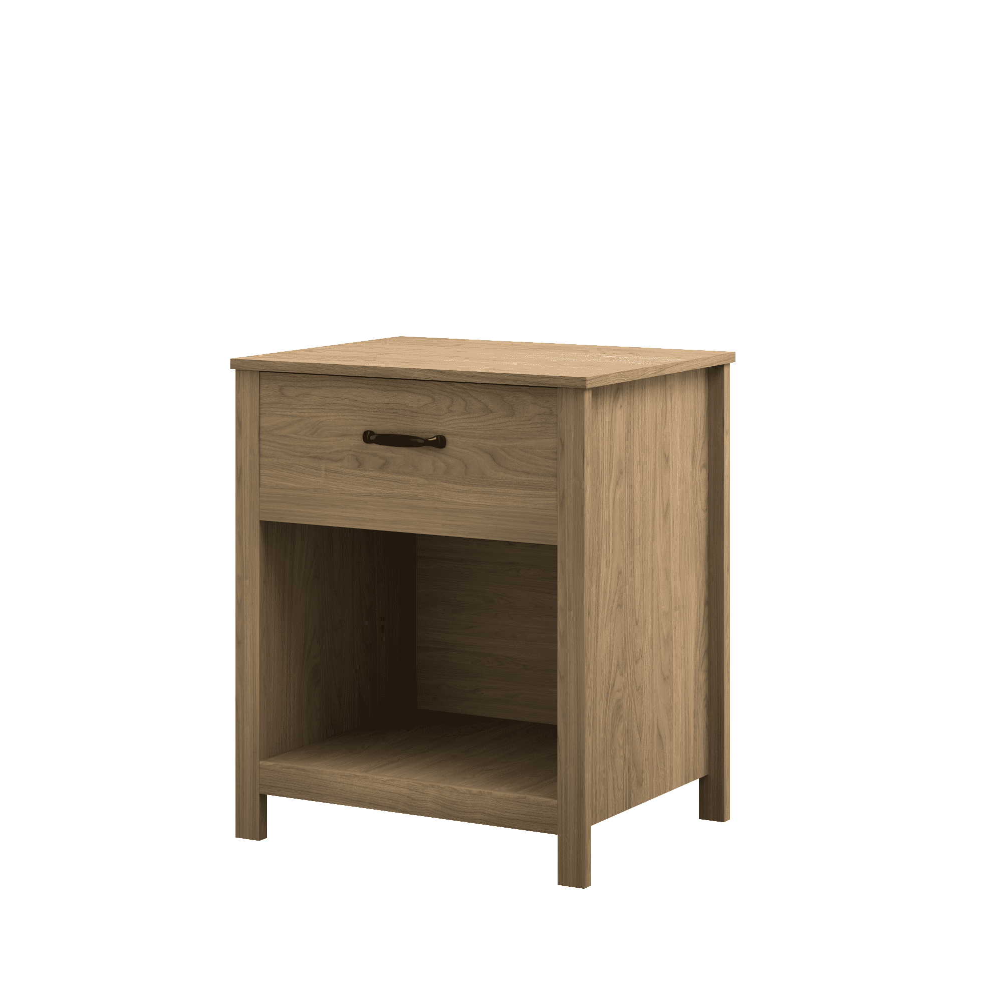 Nightstands, Bedside Tables, Wood Nightstand with One Drawer and Open Shelf, Modern Minimalist Design, Engineered Wood Construction, Compact Size for Bedroom Living Room Apartment, Brown