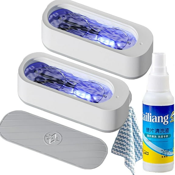 Corvante Clerazy Ultrasonic Glasses Cleaner,Rechargeable Clerazy Eyeglass Cleaner Machine with Liquid,Fast Deep Cleaning for Eyewear,Jewelry (2Set)