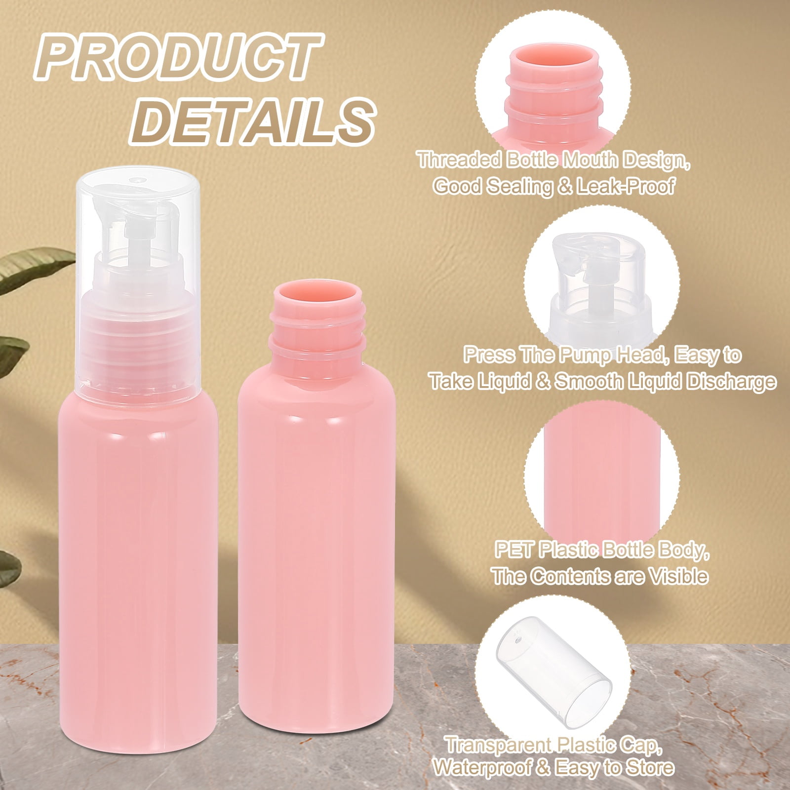 Uxcell 10Pcs Travel Pump Bottle, Empty Pump Bottle Dispenser, 1.7oz Clear Pink