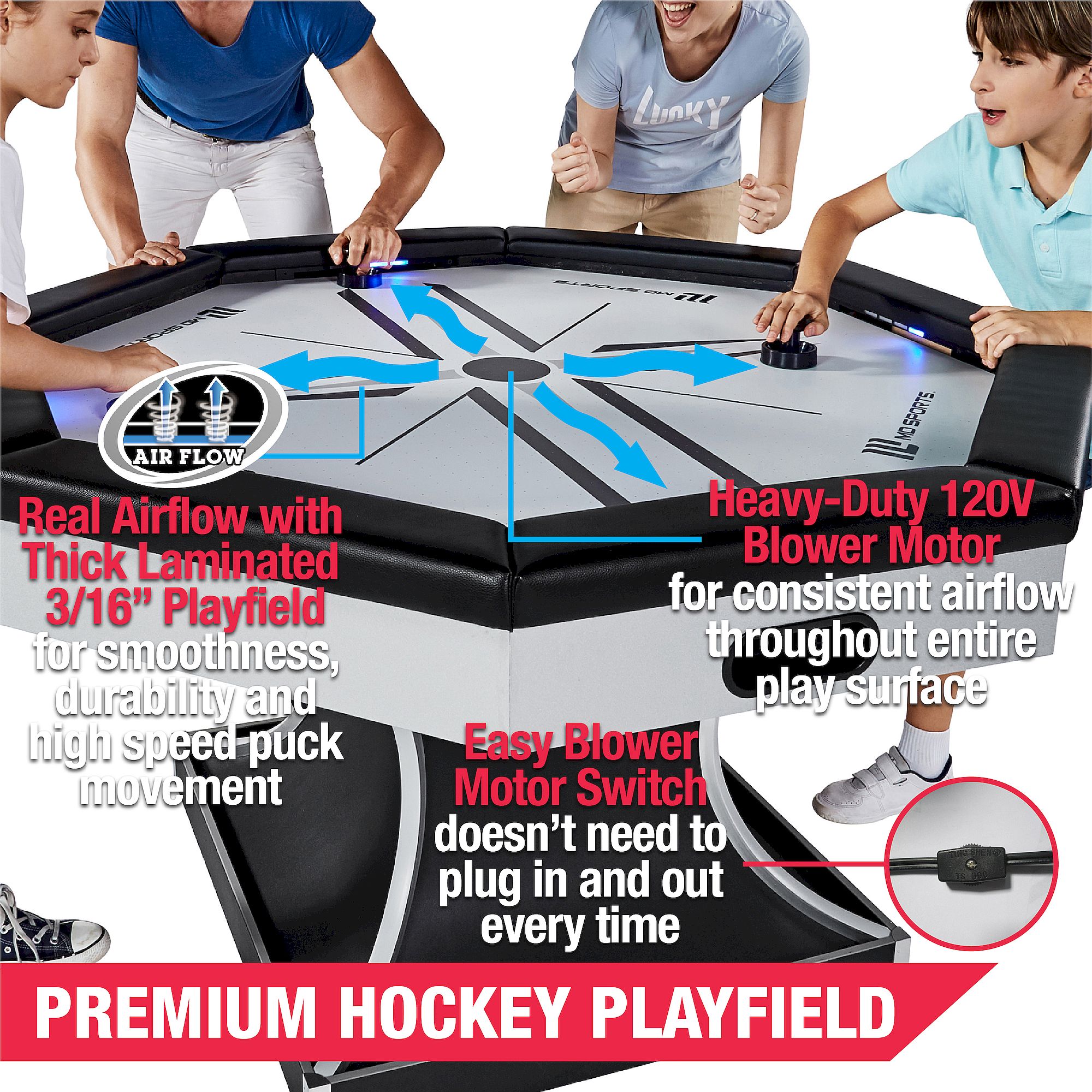 MD Sports Premium Air Powered Hockey Game Table and Portable Poker Mat Top, Accessories Included - image 3 of 13