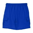 thumbnail image 5 of Mwjwdo Girls Cargo Shorts Loose Casual Solid Drawstring Long Bermuda Shorts Knee Length Wide Leg Short Pants with Pockets Blue 150, 5 of 6
