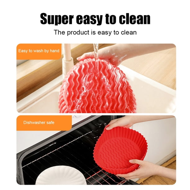 Almohadillas reutilizables para freidora de aire, pizza frita, pollo, almohadillas para hornear para el hogar (rojo 8.5 pulgadas) Likrtyny Libre de BPA