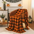 thumbnail image 4 of Halloween Blanket for Decor & Gift, Orange and Black Buffalo Plaid Twin Blanket for Couch Bed, Soft & Warm Fleece Blanket for Women Men, 60"x80", 4 of 7