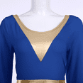 thumbnail image 6 of IDOPIP Women Metallic Gold Liturgical Praise Dance Dress Long Sleeve Lyrical Dancewear Worship Dress, 6 of 8